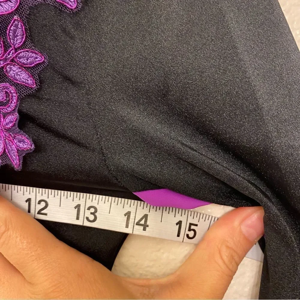 WEISSMAN Dance Costume biketard purple lace appliqué Hallowed Ground 11084-SA